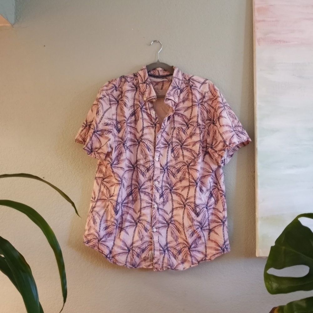 The Original Penguin Mens Pink Palm Shirt - Picture 2 of 5